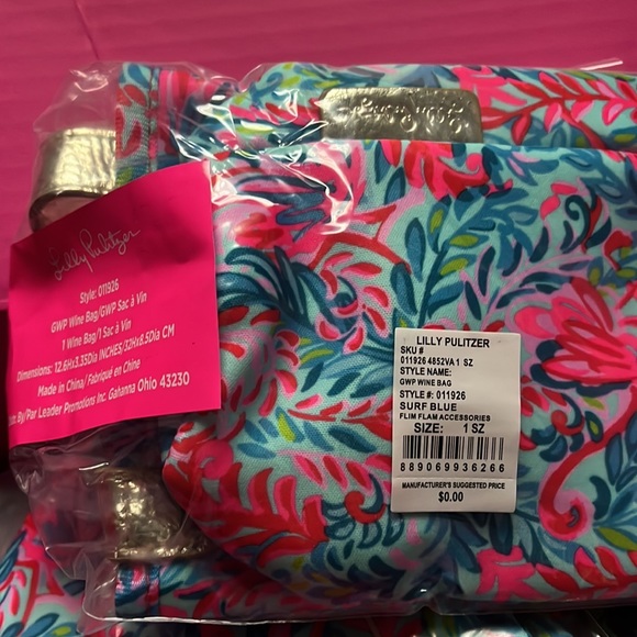 4 of 4 NWT LILLY PULITZER Surf Blue Flim Flam Insulated Wine Bag Bottle … - Picture 2 of 2